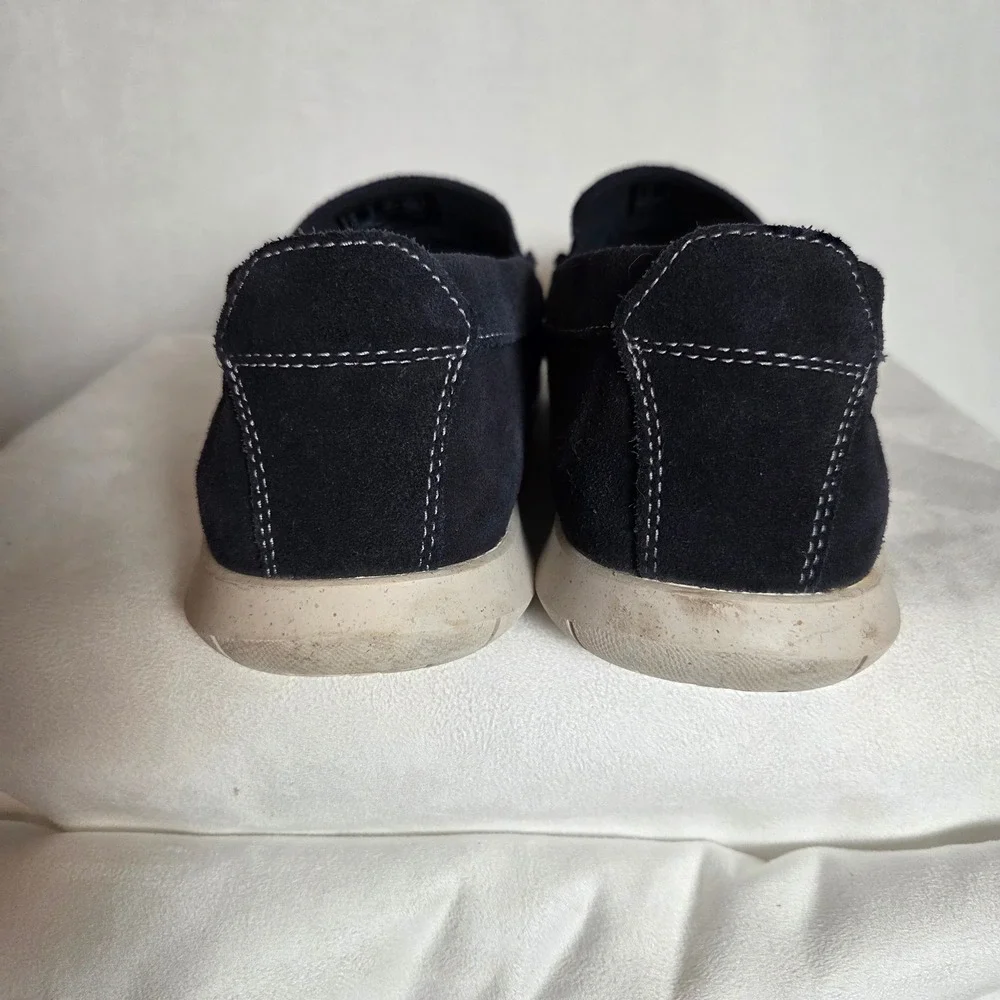 Clarks Collection Mens Navy Blue Suede Loafers Shoes Nautical Coastal Preppy